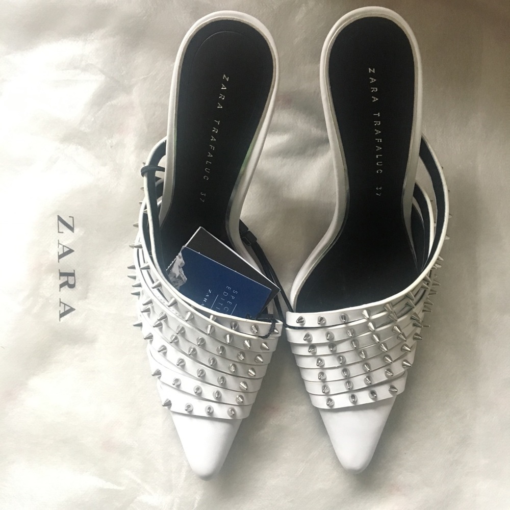 Zara high heel studded mule pointed toe pumps - Picture 4 of 7